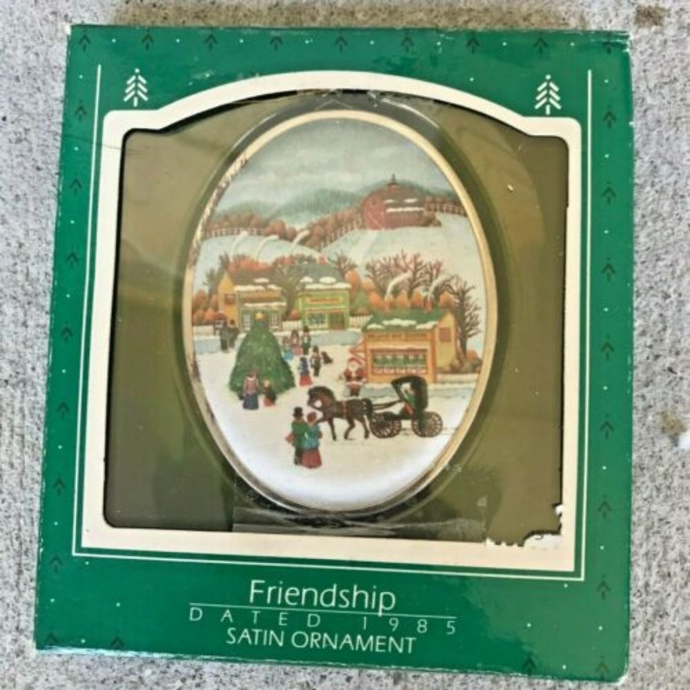 Vintage Hallmark Ornament Friendship Padded Silk Ornament 1985 Christmas…
